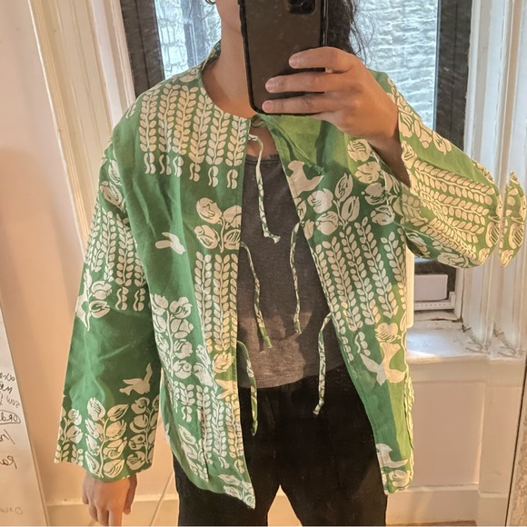 Vintage Jackets & Coats Vintage 0 Cotton Floral Print White Green